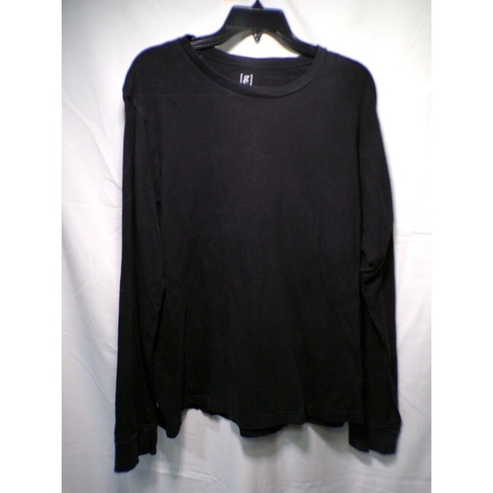 George Men's Black Long Sleeve T Shirt Crew Neck Tee Size L Solid Basic